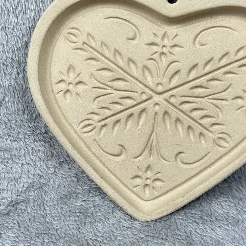 Vintage Pampered Chef Anniversary Heart Stoneware Cookie Mold Cottagecore 2000